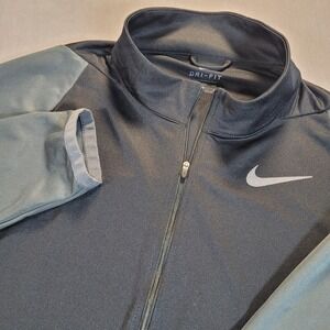 Nike Men Full Zip Jacket XXL Black Dri Fit Athletic Training Activewear